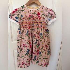 Mini Boden Pink Floral Kids Smocked Dress